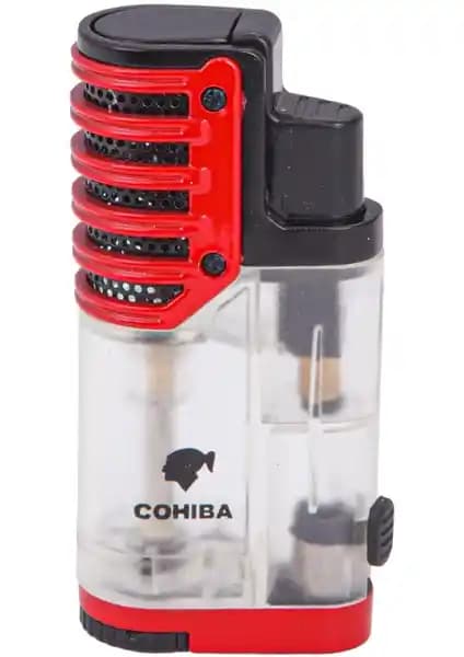 Cohiba 3 Torch Pürmüz Plastik Kırmızı Siyah Puro Çakmağı Güvenli ve Estetik Kullanım İçin Uygun