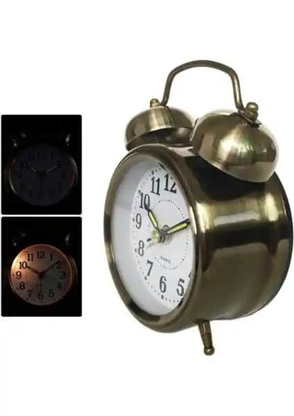 Dekoratif Büyük Boy Masa Üstü Işıklı Metal Çalar Saat Modern Tasarım