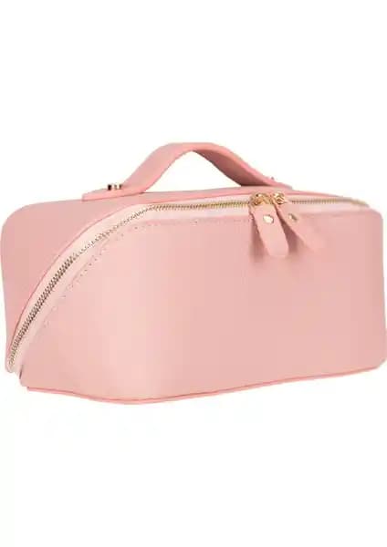 Ella Blush Shell Deri Makyaj ve Seyahat Çantası Günlük Kullanım ve Seyahat İçin Şık Tasarım