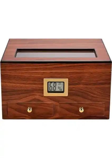 Falconetti Sedir Ağacı Camlı Çekmeceli Humidor RC56 Puro Saklama ve Koleksiyon Çözümü