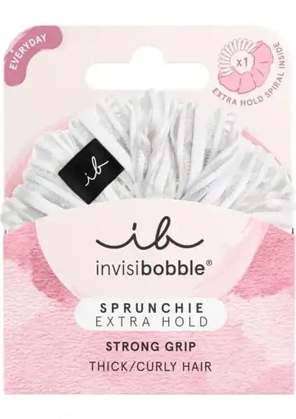 InvisiBooble Sprunchie Extra Hold Beyaz Saç Tokası Güçlü Tutuş ve Şıklık Sunar