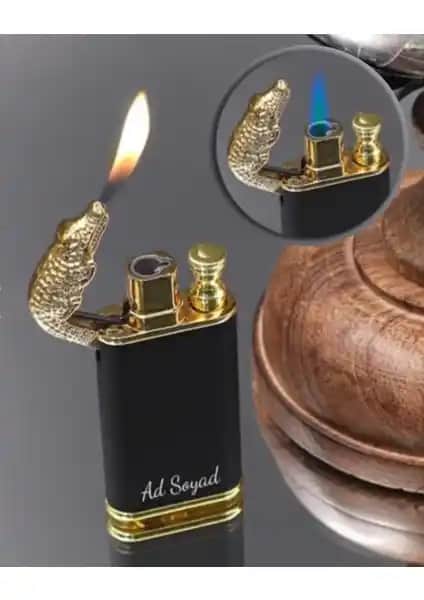 Kişiye Özel Ejderha Figürlü Çift Alev Gazlı Çakmak - Estetik ve Fonksiyonel Tasarım