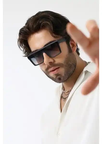 Lozzo Erkek Mat Siyah Yekpare UV400 Güneş Gözlüğü Modern ve Dayanıklı Şık Tasarım