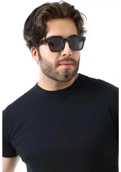 Lozzo Unisex Kare Siyah Polarize Güneş Gözlüğü Modern ve Şık Tasarım ile Günlük Kullanım İçin