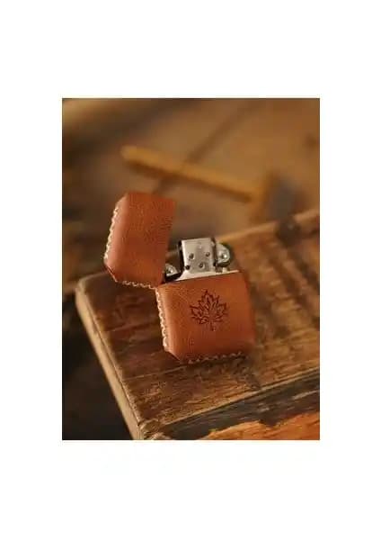 Atölye Çınar El Yapımı Hakiki Deri Zippo Çakmak Güvenli ve Şık Tasarım