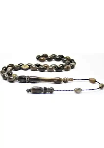 Buffalo Boynuzundan El İşçiliğiyle Üretilen Arpa Kesim Tesbih Doğal ve Şık Tasarım