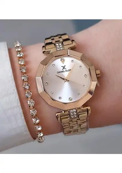 Daniel Klein Yeni Model Kadın Altın Sarısı Çelik Bilezikli Şık Saat ve Hediye Bileklik