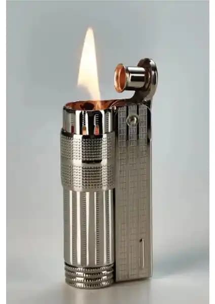 Dayanıklı Rüzgar Koruma Özelliğine Sahip Benzinli Çakmak Gü<müş> Gri Tasarım