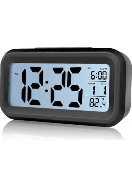 Diwu Optik Siyah Masaüstü Saat Takvim Termometre Modern ve Çok Fonksiyonlu Tasarım
