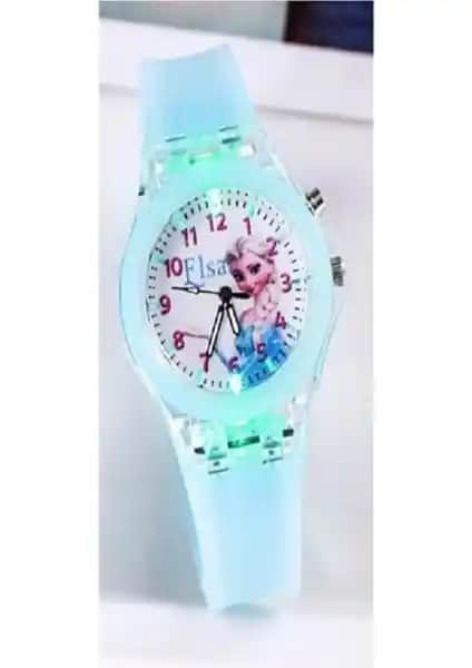 Elsa Karlar Ülkesi Temalı Işıklı Kız Çocuk Kol Saati Güzel ve Dayanıklı Tasarım