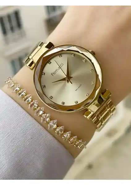 Ferrucci Kesme Camlı Kadın Kol Saati ve Bileklik: Şıklık ve Güvenin Modern Yansıması