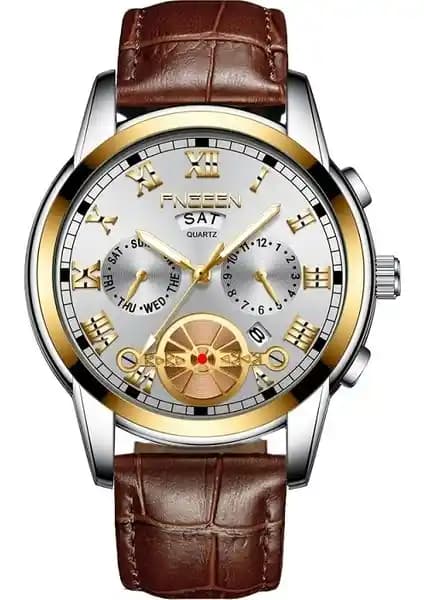 Fngeen 4001 Erkek Deri Kordonlu Su Geçirmez Kuvars Saatleri Detaylı İnceleme