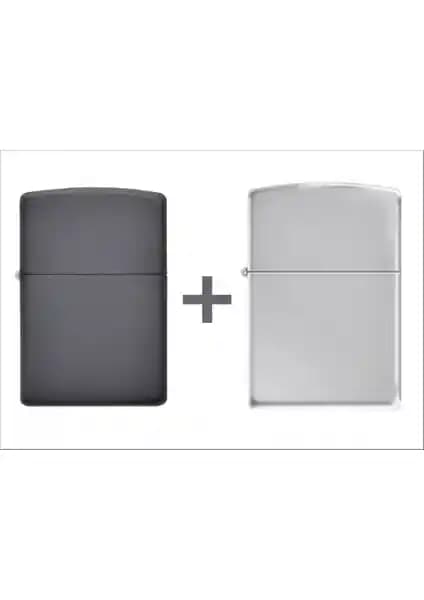 İndirim Center Benzinli Zippo Çakmaklar Siyah ve Gümüş Gri Renk Seçenekleriyle