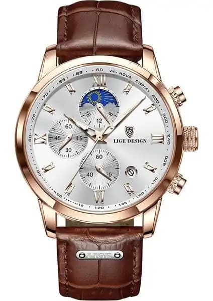 Lige Erkek Deri Kordonlu Su Geçirmez Kuvars Saatleri Günlük ve Şık Kullanım İçin