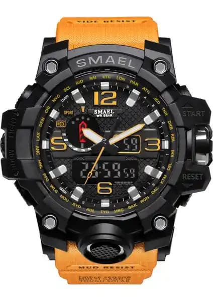 Smael 1545 Dijital Erkek Spor Kol Saati Siyah Turuncu Modern Tasarım