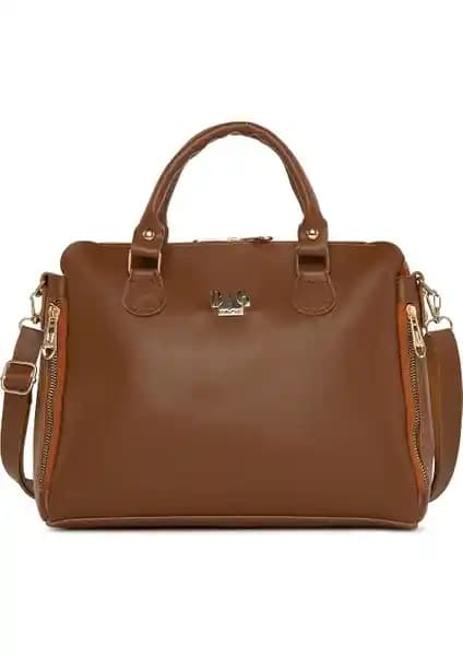 Bagmori Taba Dik Çift Fermuarlı Askılı Çanta: Şık ve Kullanışlı Günlük Aksesuar