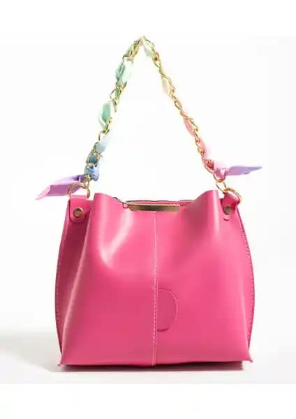 Nbi Bags Kadın Fularlı Zincir Aksesuarı Yuvarlak Deri Çanta Günlük ve Özel Kullanım İçin