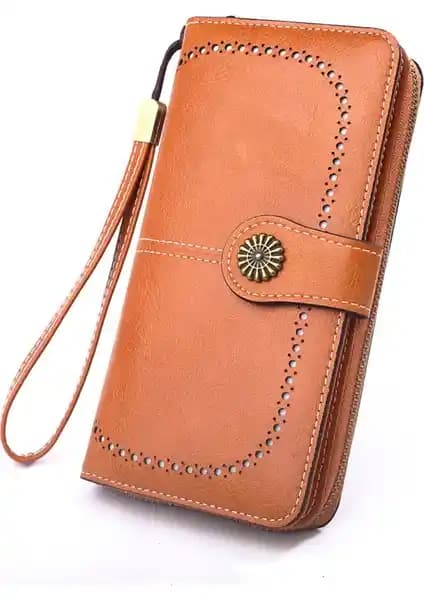 Solomon Yağlı Balmumu Deri Uzun Fermuarlı Cüzdan Şıklık ve Dayanıklılık Sunar