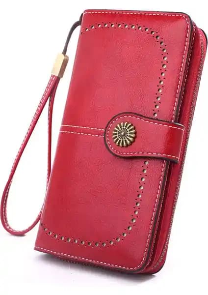 Solomon Yağlı Balmumu Deri Uzun Fermuarlı Cüzdan: Şıklık ve İşlevselliğin Birleşimi