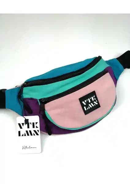 Vatkali mon Renkli Pembe Omuz ve Bel Çantası Günlük Kullanım İçin Şık ve Fonksiyonel Tasarım