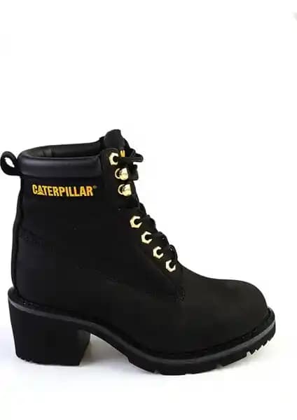 Cat Caterpillar Ottowa Black Nubuk Kadın Bot: Şıklık ve Konforun Orta Topuklu Klasik Modeli