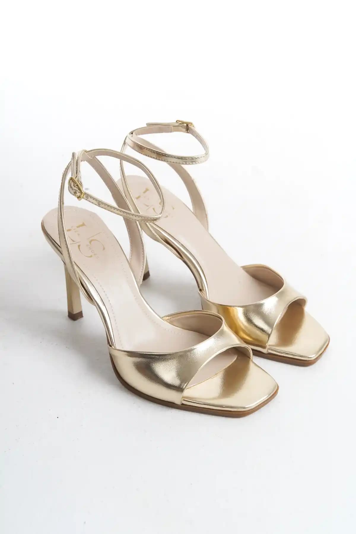 Liza Shoes DAİSY Kadın Topuklu Bilekten Bağlamalı Ayakkabı Altın Renk Modeli