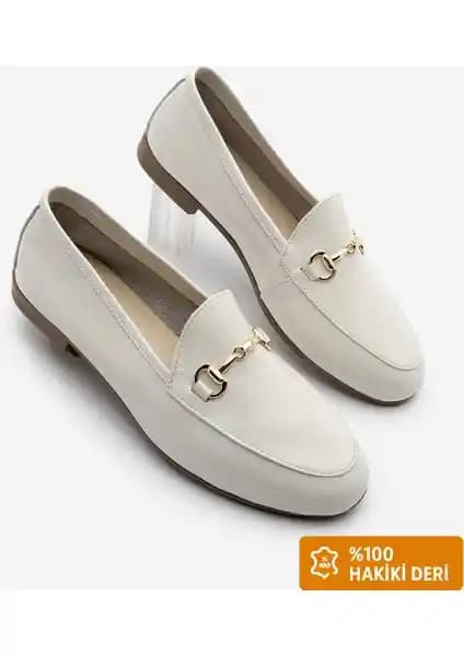Marjin Kadın Hakiki Deri Zincirli Loafer Günlük Ayakkabı Tanle Şıklık ve Konfor