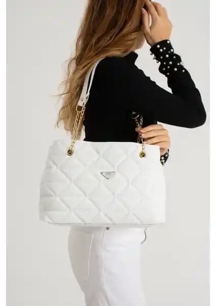 Nbi Bags Siyah Kapitone 3 Bölmeli Fermuarlı Zincir Askılı Astarlı Çanta