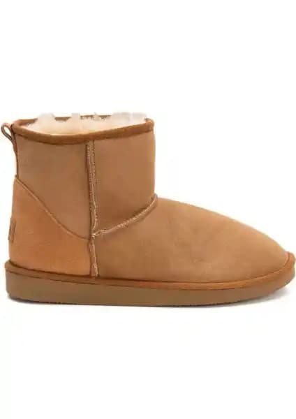 Pegia Hakiki Süet İçi Kürk Klasik Bayan Kısa Bot 191021 Taba - Şıklık ve Konfor