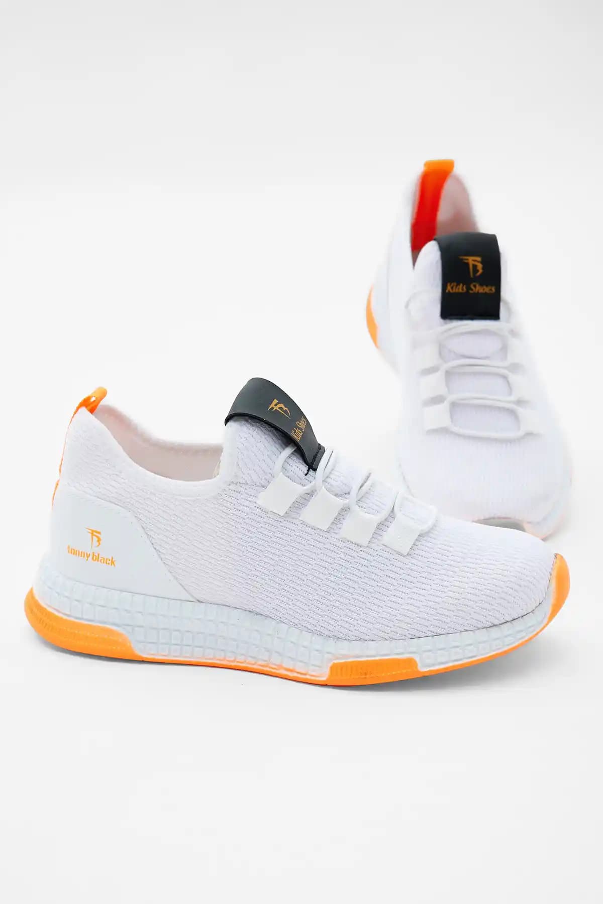 Tonny Black Çocuk Unisex Beyaz Oranj Sneaker Rahat ve Dayanıklı Tasarım