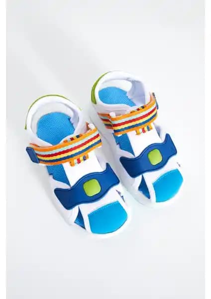 Vicco Flow II Hafif Erkek Bebek Sandalet Beyaz ve Saks Mavi Konforlu Tasarım