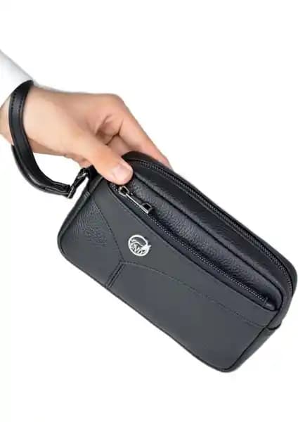 Erkek Siyah Suni Deri Portföy El Çantası Şıklık ve Fonksiyonellik Bir Arada