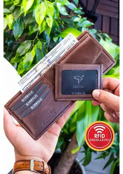 Garbalia Kanguru Deri RFID Engelleyici Crazy Cüzdan Kartlık Günlük Kullanım İçin