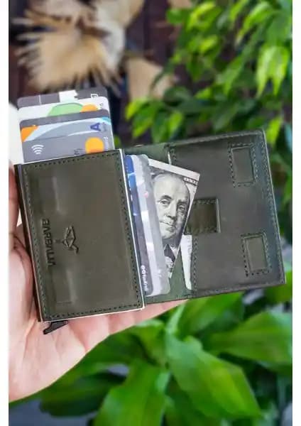 Garbalia Smokey Hakiki Deri Mekanizmalı Kartlık Cüzdan Günlük Kullanım İçin Uygun