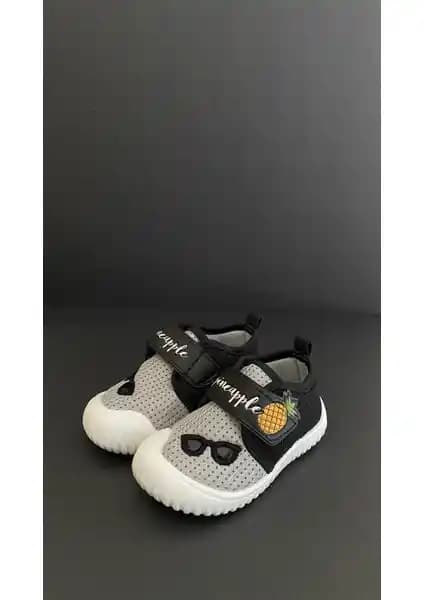 Gezer Gri Siyah Erkek Bebek Çocuk Yazlık Keten Ayakkabı 3270 Güvenli ve Konforlu Tasarım