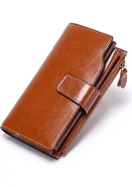 Hakiki Deri Kadın Cüzdanı RFID Engelleme Özelliğiyle Güvenli ve Şık Tasarım
