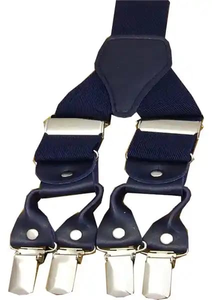 Kemer Dünyası Metal 6 Klipsli Erkek Pantolon Askısı Lacivert Şık ve Dayanıklı Tasarım