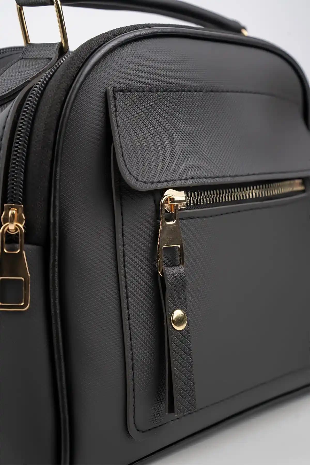 LNR POLO Kadın Siyah Lacost Deri Çanta Günlük Kullanım İçin Şık ve Fonksiyonel Tasarım