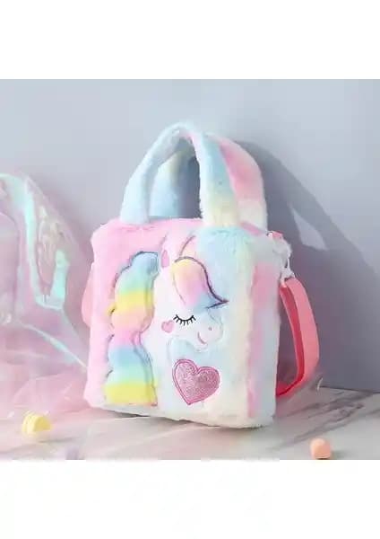 Shun Unicorn Karikatür Peluş Bel Çantası Renkli ve Eğlenceli Tasarımıyla Çocuklar ve Gençler İçin Uygun