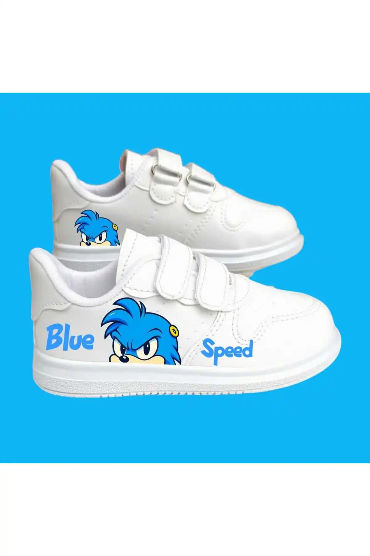Amazoondesing Mavi Koşan Çocuk Baskılı Erkek Spor Ayakkabısı Günlük ve Spor Kullanımı İçin