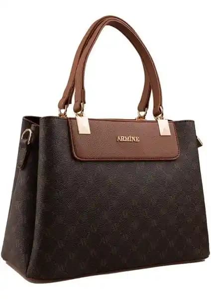 Armine Kahverengi Noktalı Kadın Klasik Çanta: Şıklık ve Fonksiyonellik Bir Arada