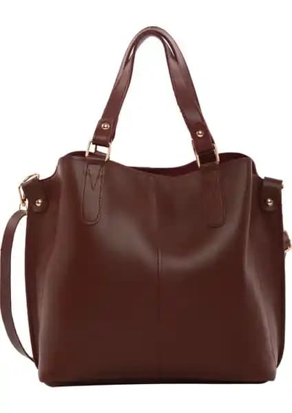 Bagmori Bordo Üç Bölmeli Çıtçıt Detaylı Çanta Günlük Kullanım İçin Uygun