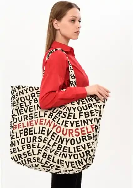 Çınar Bez Çanta Believe In Yourself Baskılı Büyük Boy Kanvas Çanta Tanıtımı