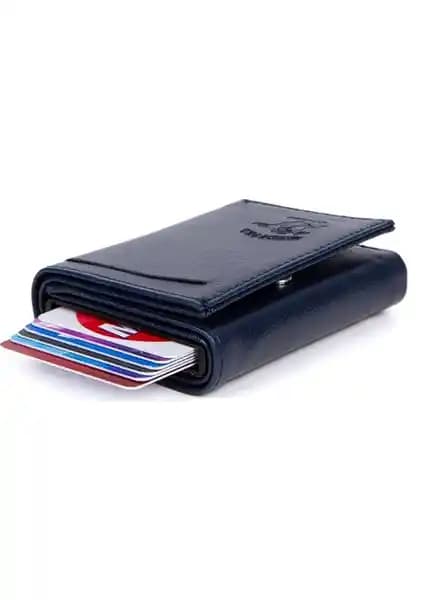 Erkekler İçin Şık Mekanizmalı Kartlık ve Cüzdan NEW145 Lacivert