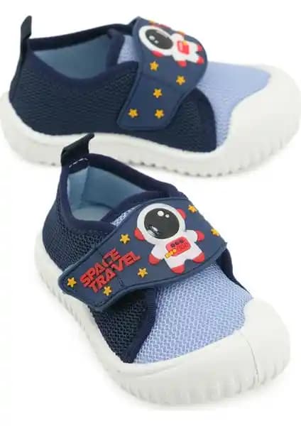 Gezer Yazlık Erkek Çocuk Cırt Cırtlı Space Travel Keten Panduf Ayakkabı