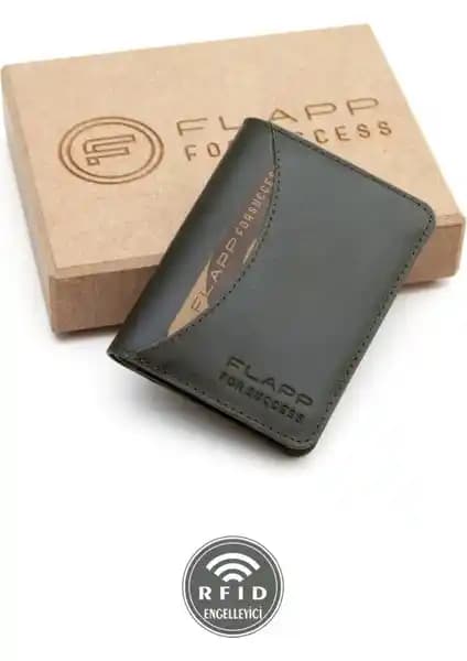 Hakiki Deri RFID Korumalı Yeşil Cüzdan ve Kartlık, Şık ve Kullanışlı Tasarım