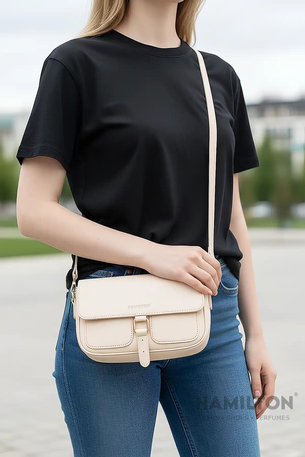 HAMILTON Kadın Kartlıklı Çapraz Askılı Deri Çanta Günlük ve Şık Kullanım İçin Uygun