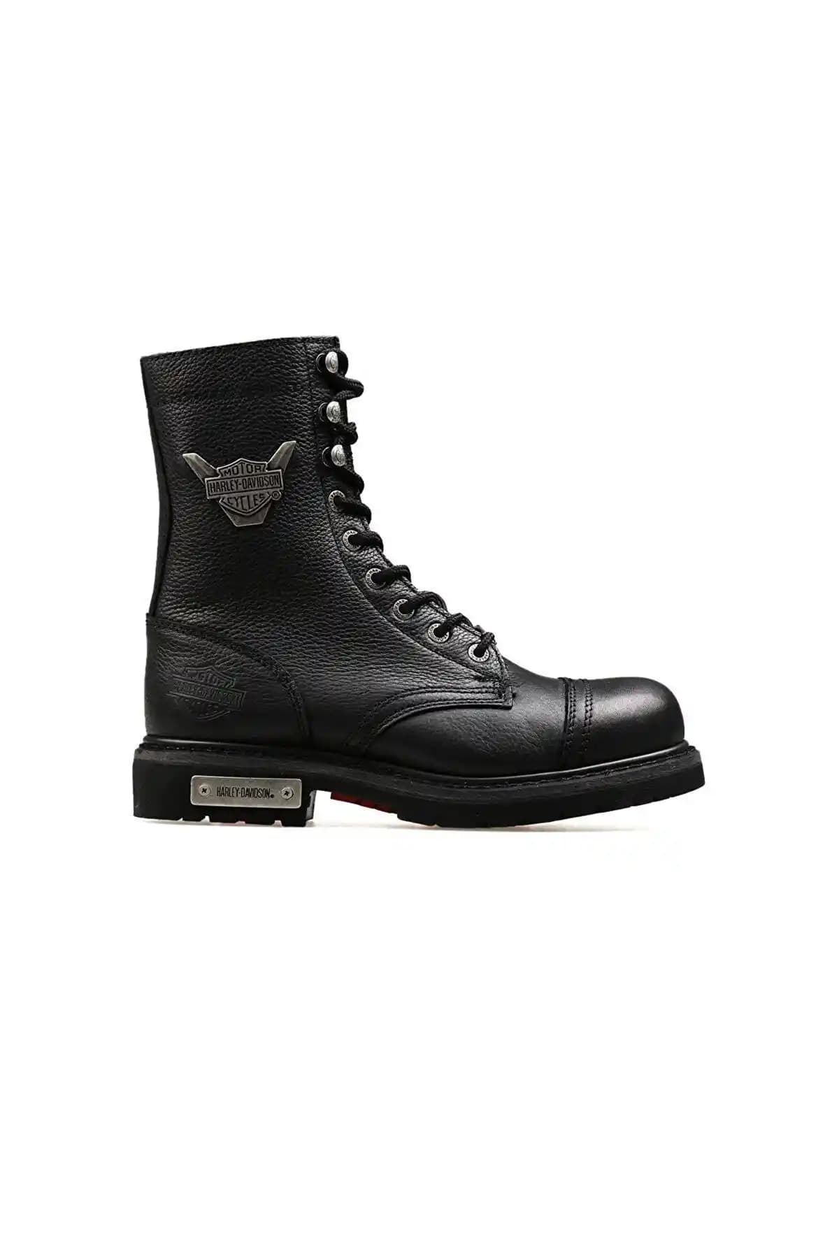Harley Davidson 025G100328 Colmar Kadın Siyah Baskılı Deri Bot - Şık ve Dayanıklı Kış Ayakkabısı