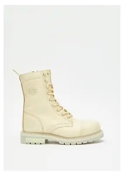 Harley Davidson 2024 Kadın Bej Deri Botları Günlük Şıklık ve Konfor Sunar