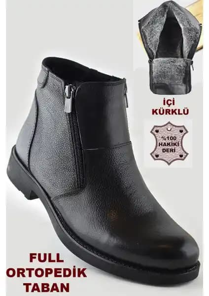 İsparta menşeli TAB3406 hakiki deri erkek botu şık ve dayanıklı kış ayakkabısı